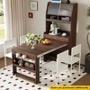 TiramisuBest 110" Foldable Dining Table with Hutch,Multifunctional Cupboard with Storage Shelf and Side Hooks for Small Places,Apartment - 2 of 4