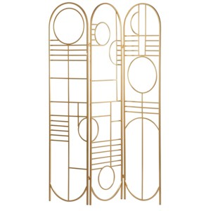 Modern Metal Room Divider Screen Gold - Olivia & May: Iron Frame, No Assembly, 3-Panel Design - 1 of 4