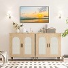 Sideboard Buffet Cabinet with Rattan, Solid Wood Feet, for Living Room, Hallway, Entryway, Ample Storage - 4 of 4