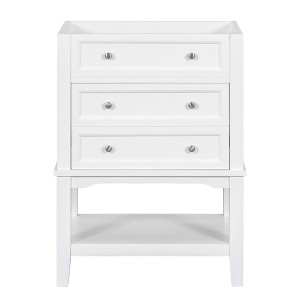 MAYEERTY 24" Bathroom Vanity without Sink Solid Wood Frame Storage Drawer Open Shelf White - 1 of 4
