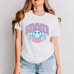 Simply Sage Market Summer Vibes Peace Happy Face Short Sleeve Tee - 1 of 4