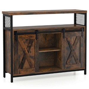 Costway Industrial Buffet Sideboard Cabinet with Spacious Table Top Adjustable Shelves - 1 of 4