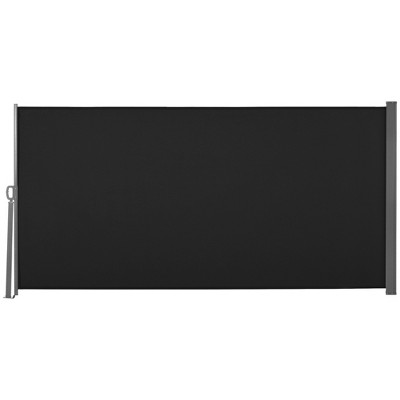 Outsunny Side Awning, Retractable Privacy Screen & Driveway Guard Instant Outside Screen/Wall Side Shade and Wind Block for Garden Black