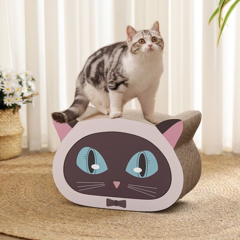 Diy Cat Nail Scratching Board Cat Scratch Pads Cat Toy Corrugated Cardboard Cute Cat Head Shape With Removable Middle Part Brown Cuddlewood