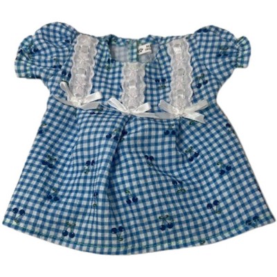 Doll Clothes Superstore Handmade Blue Checks and Cherries Nightgown for 14 Inch Baby Alive Dolls