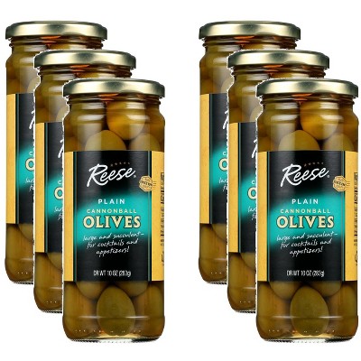 Reese Plain Cannonball Olives - Case of 6 - 10 oz.