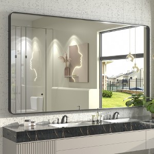 Apmir Rectangular Aluminum Alloy Framed and Tempered Glass Wall Bathroom Vanity Mirror in Matte Black/ Gold/ Silver/ Brown - 1 of 4