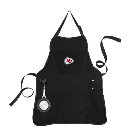 Evergreen Kansas City Chiefs Black Grill Apron- 26 x 30 Inches Durable Cotton with Tool Pockets and Beverage Holder - image 1 of 1