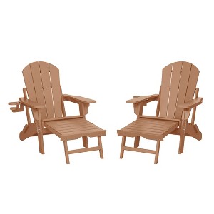 WestinTrends Malibu Folding Adjustable Adirondack Chair with Retractable Ottoman and Cup Holder (Set of 2), Red - 1 of 4
