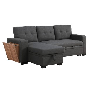 ChicFurnit Sectional Sofas 3PCS Pull Out Design with Chaise and Storage for Modern Living Room, Dark Gray, 53"*92"*34.5" - 1 of 4