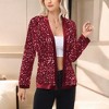 Anna-Kaci Women's Long Sleeve Open Front Sequin Jacket with Satin Trim - 2 of 4