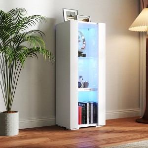 ORRD LED Storage Cabinet with Glass Shelves, Modern Display Sideboard with Aluminum Strip Light for Living Room, Bedroom, or Office - 1 of 4