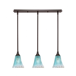 Toltec Lighting Any 3 - Light Chandelier in  Dark Granite with 5.5" Fluted Teal Crystal  Shade - 1 of 1