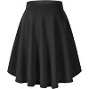 Women's Basic Stretch Midi Skirt - Versatile High Waist Flared Casual Skirt Black - 3 of 4