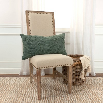 Forest Green Botanical Cotton Rectangular Throw Pillow