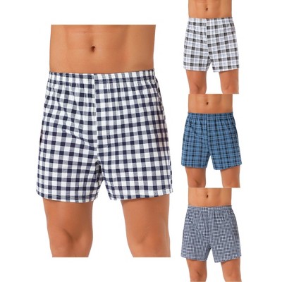 INSPIRE CHIC Men's 4 Pack Classic Plaid Pattern Boxer Shorts Underwear