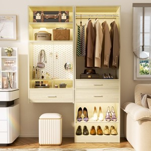 Aheaplus Set of 2 Closet Organizer with Drawers and Hanging Rods,  Walk-in Closet System Set with Shoe Rack and Shelves - 1 of 4
