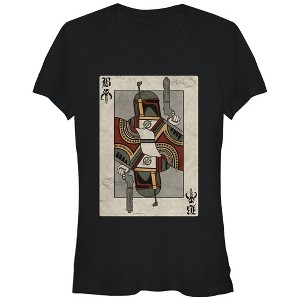 Juniors Womens Star Wars Boba Fett Playing Card T-Shirt - 1 of 3