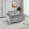 Aortzio 57.84"W Square Corduroy Arm Sofa 2 Seater Modern Style Upholstered Couch - 3 of 4