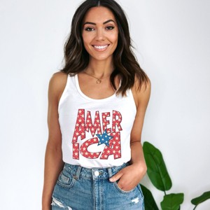Simply Sage Market Women's America Bold Stars Racerback Graphic Tank - 1 of 4