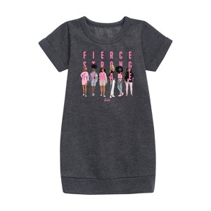 - Barbie - Fierce Strong Girl Graphic Short Sleeve Fleece Dress - 1 of 2