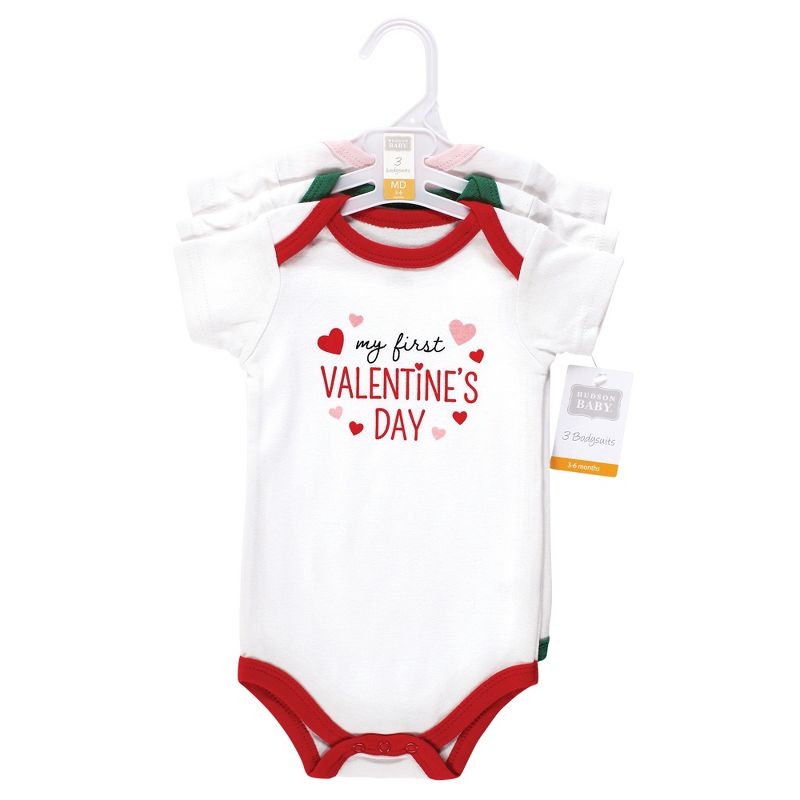Hudson Baby Unisex Baby Cotton Bodysuits, Girl First Valentine Easter, 2 of 6