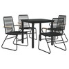 vidaXL Patio Dining Set Conversation Set with Coffee Table Black PVC Rattan - 31.5" Table Length 4 Items - 3 of 4