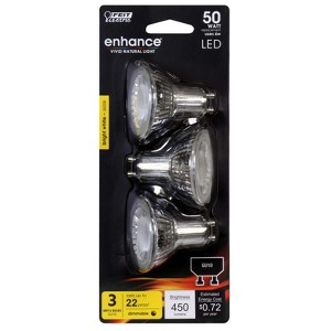 Feit Electric Enhance MR16 GU10 LED Bulb White 50 Watt Equivalence 3 pk - 1 of 1
