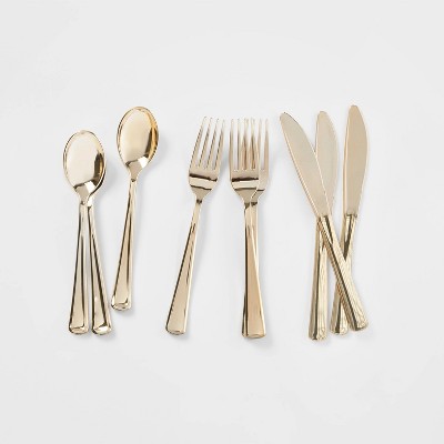 30ct Disposable Flatware Set Gold - Wondershop™