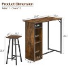 3-Piece Rectangular Kitchen Dining Table Set with Storage Drawer & Shelves, Bar Table and Chairs Set for Small Spaces, Apartments, Cafes - 2 of 4