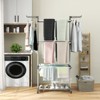 Tangkula Foldable Clothes Drying Rack Oversized 4-Tier Collapsible Laundry Rack w/ 3 Retractable Trays Hanger Holders - 2 of 4