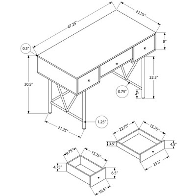 Light Brown Reclaimed Wood Home Office Desk with Black Metal Legs and Drawers