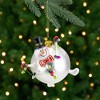 Northlight 4.25" Round Snowman with Black Top Hat Glass Christmas Ornament - 2 of 4
