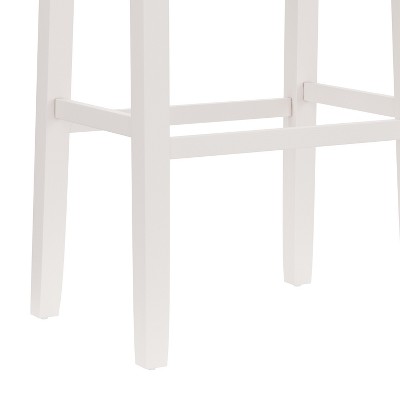 30" White Wood Backless Saddle Bar Stool