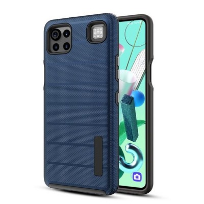 MyBat Fusion Protector Cover Case Compatible With Cricket Grand LG K92 5G - Ink Blue Dots Textured / Black