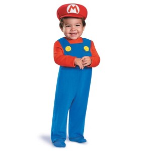 Disguise Toddler Boys' Super Mario Bros. Mario Costume - Size 12-18 Months - Blue - 1 of 2
