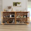 FUFU&GAGA 8-Door Bookshelves Display Cabinet with Glass Doors & Floral Wood Panels-78.7" - 4 of 4