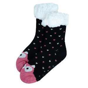 Women's Novelty Plush Winter Fleece Lining Slipper Socks - 1 of 3