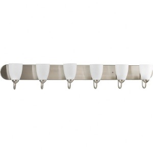 Progress Lighting Gather 6-Light Bath Bracket, Brushed Nickel, Etched Glass Shades - 1 of 4