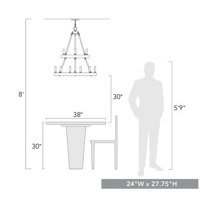 Matte Black 2-Tier 9-Light Transitional Chandelier