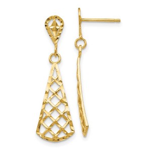 Black Bow Jewelry Diamond Cut Triangular Dangle Post Earrings in 14k Yellow Gold - 1 of 4