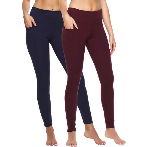 Felina Women's Athletic Pocket Legging 2 Pack (maroon Peacoat, Medium) :  Target