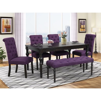 NicBex Dining Room Table Set Morden Dining Room Table with MDF Tabletop, 4 Upholstered Chairs and 1 Bench for Dining Room