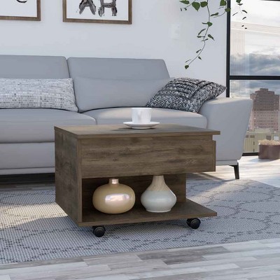 FURNIinspire Lift Up Coffee Tables Modern Wooden Conversation Table Center Table Living Room Table With Storage Shelf, Brown, 19.6"*21.6"*15.3"