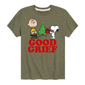 Boys' - Peanuts - Snoopy and Woodstock Christmas Skating Short Sleeve Graphic T-Shirt - 1 of 4
