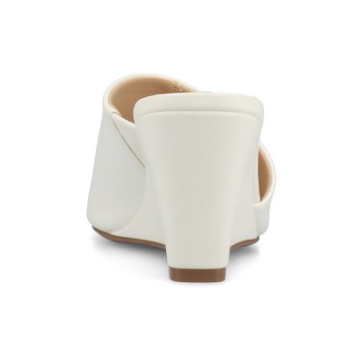 White Faux Leather Open-Toe Wedge Sandals, Size 12