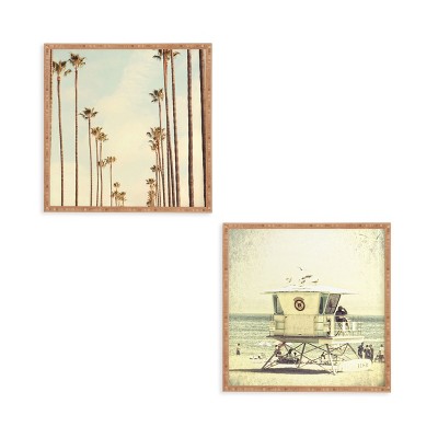 (Set of 2) 12" x 12" Los Angeles Palms Framed Decorative Wall Art Green - Deny Designs