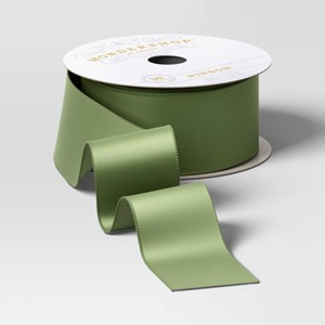 36' Christmas Modern Heritage Premium Ribbon Green Satin - Wondershop™ - 1 of 3