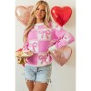 Pink Bow Knot Two Tone Checkered Crew Neck Sweater - 2 of 3