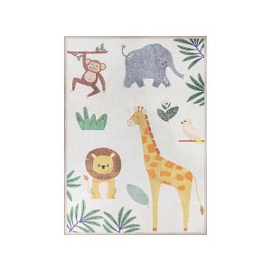 Jungle Animals Non-Slip Kids Playroom Nursery Washable Indoor Area Rug by Blue Nile Mills - 1 of 4